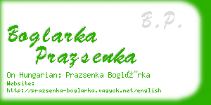 boglarka prazsenka business card